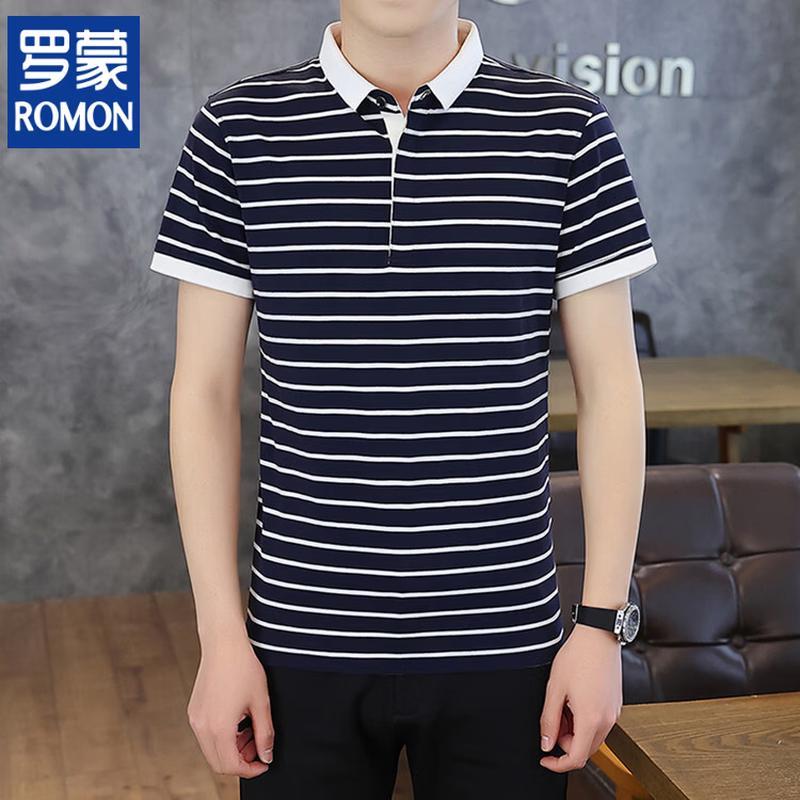ROMON Men s Striped Short Sleeve Polo Shirt XXXL