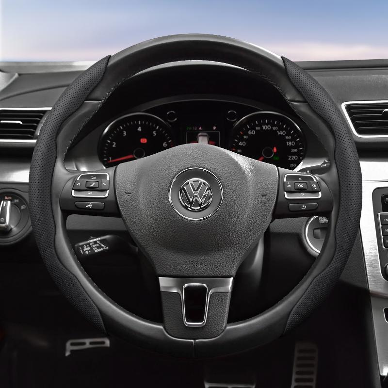 Suitable for Volkswagen Breathable Hole Leather Steering Wheel Cover Segmented Quick Release Design Non-Slip Durable Polo Golf 6 up Gol Scirocco