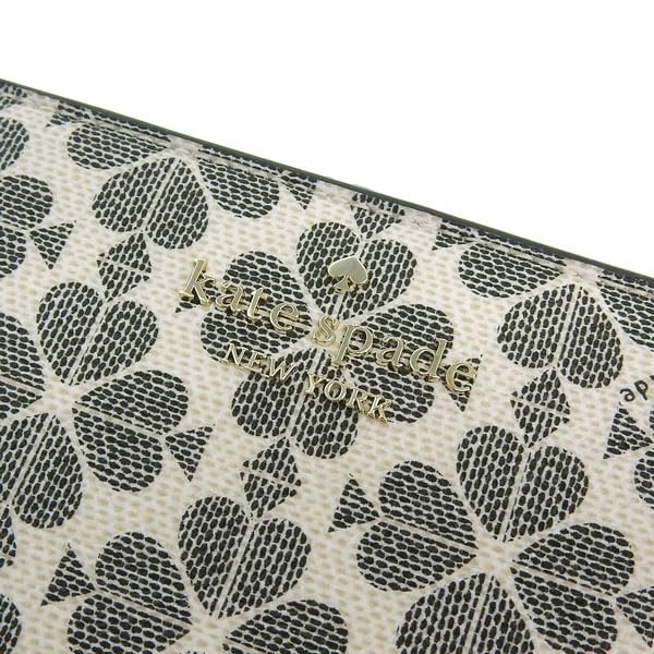 Kate Spade Women's Bifold Wallet, Compact, Outlet Brand, Black, Spade Flower Coated Canvas, Medium Compact Bifold Wallet, SPADE FLOWER KG488 001,