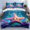 "Smiling Starfish Underwater Design" Print Bedding Set Duvet Cover Pillowcases (1* Duvet Cover 2* Pillowcases Do Not Include Comforter)