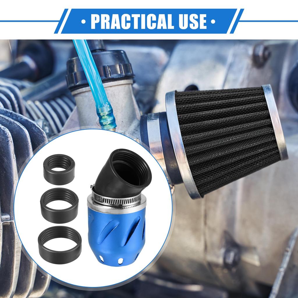 VekAuto Motorcycle Air Filter 26/35/42/48mm ID 140x700mm Motorcycle ATV Durable Aluminum Alloy Blue