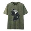 T-shirt da donna a maniche corte con stampa di lettere americane retrò effetto invecchiato Hip Hop