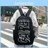 Simplified Letter Pattern Large Capacity Student Backpack For Casual Travel