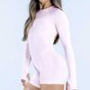 Damen Langarm Rollkragen Offener Rücken Strampler Ausgeschnitten Rückenfrei Kurzer Jumpsuit Bodycon Active Wear