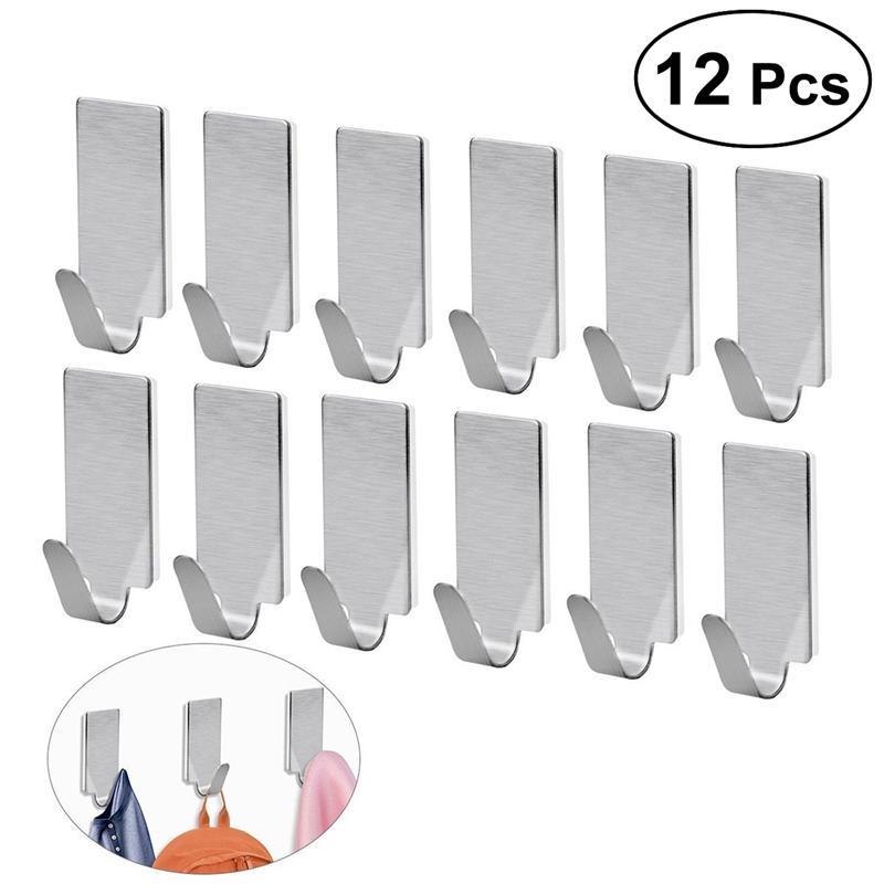 6pcs Adhesive Stainless Steel Towels Hooks Towels Racks Wall Hooks For Kitchen Bathroom