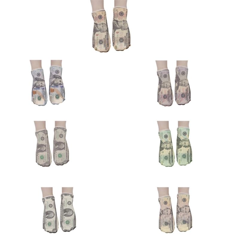 Herren Damen Lustig Unisex Neuheit 3D Gedruckte Knöchelsocken Dollar Schein Geld Muster Kurzschaftsocken Weihnachtsfeier Geschenk