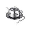 1Pc,Stainless steel chain tea leakage owl small teapot house bird duck shell type tea filter creative tea maker