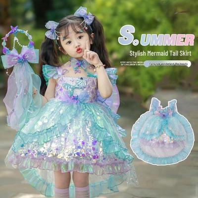 Sommer Meerjungfrauen Prinzessin Lolita Kleid für Mädchen: Geburtstagskleid & Auftrittskleidung
