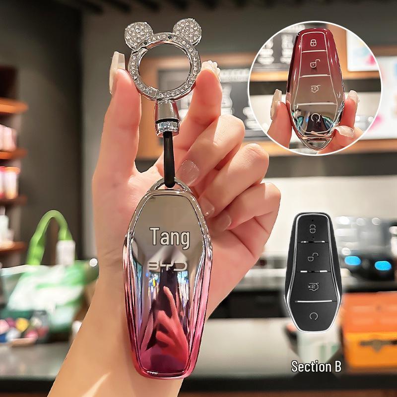 BYD Key Case for Han, Dolphin, Seagull, Mini, Yuan, Tang, Song Pro, and Qin Plus.