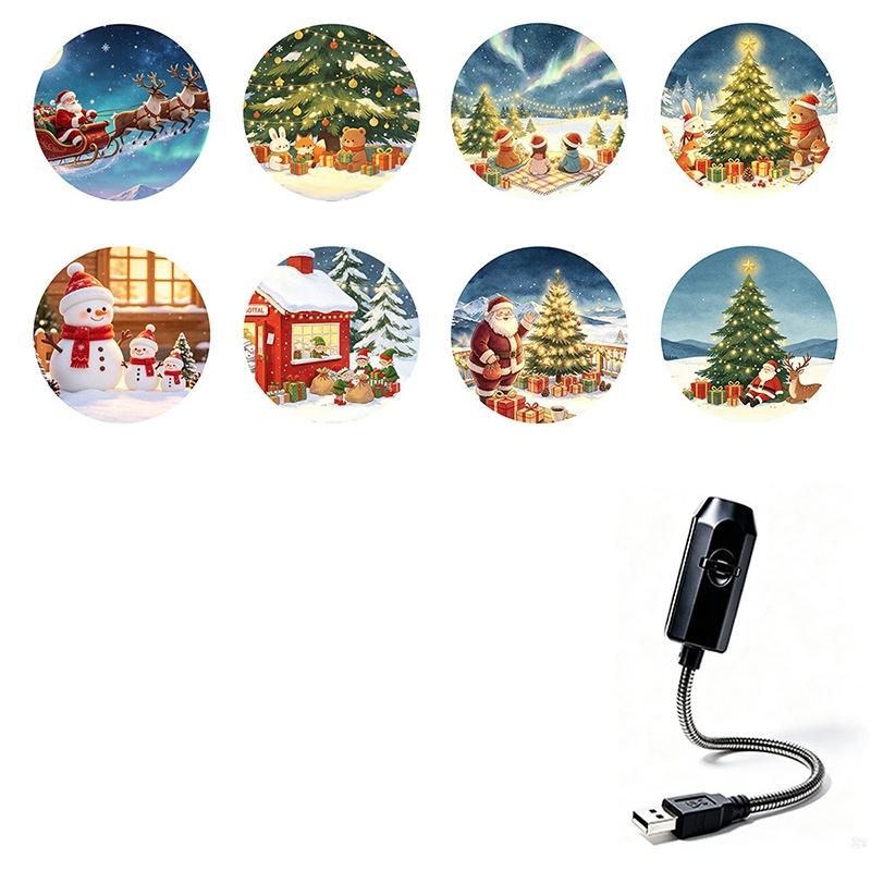Led Usb Projector Light Projection Patterns- Adjustable Santa Claus Snowman Tree Night Light For Christmas Decorations