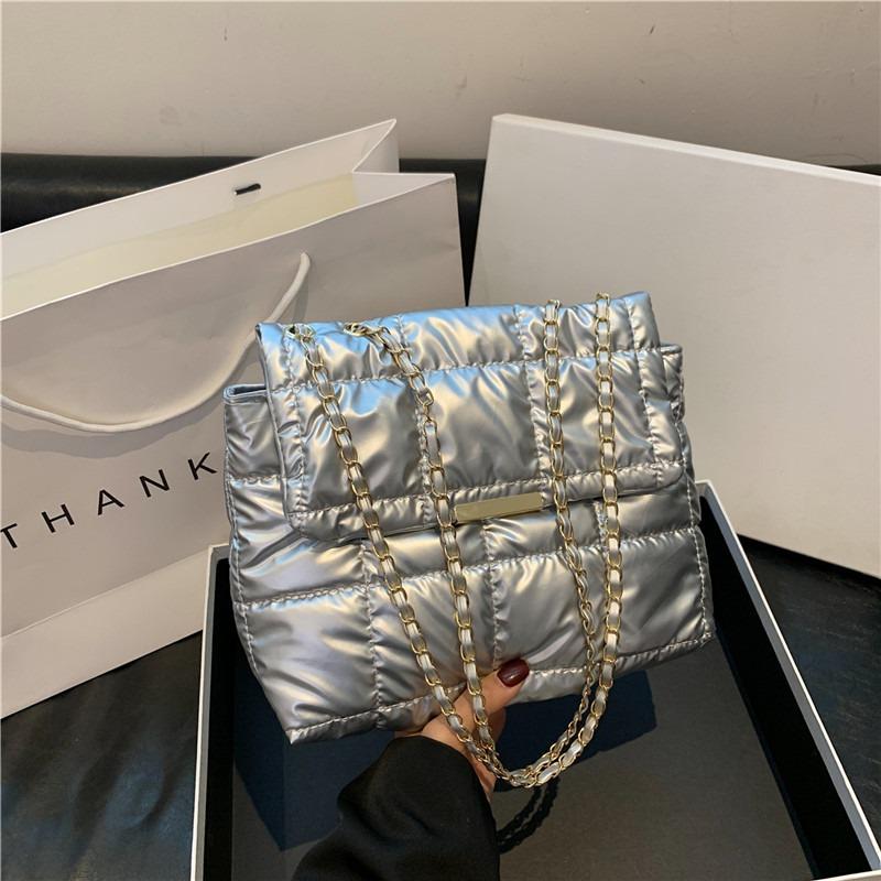 Fashion plaid embroidery thread underarm shoulder bag women's winter new cotton clothing bag light casual portable messenger bag