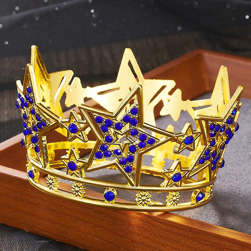 Luxury Star Tiaras Rhinestone Crown for Birthday Cake Topper Decoration Headwear Small Diadem Gift Accessories