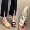 Heart-shaped Crystal Sugar Pink Sandals 2025 Summer New French Celebrity Square Head Open-toed Stiletto Strap High Heels