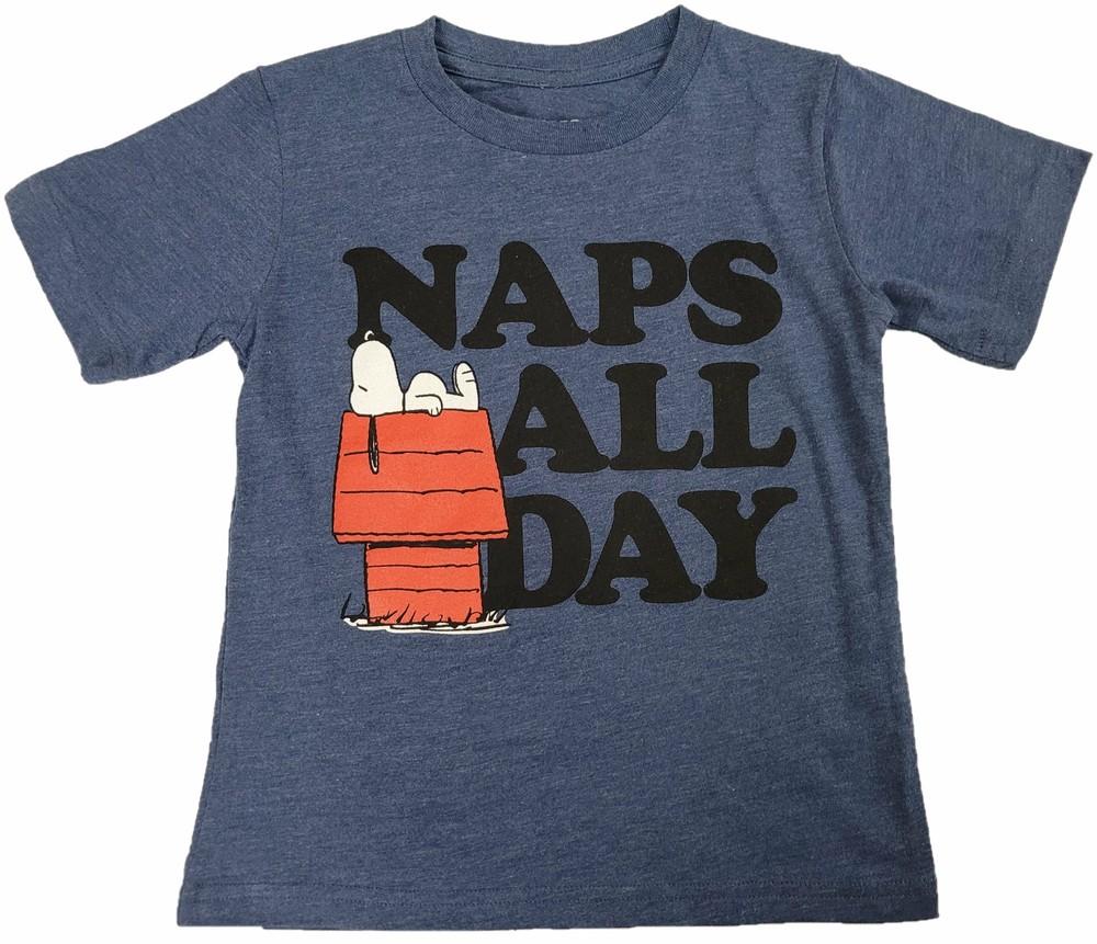 Naps All Day Snoopy Dog House Peanuts Boys T-Shirt (Blue) Unisex T-Shirt L