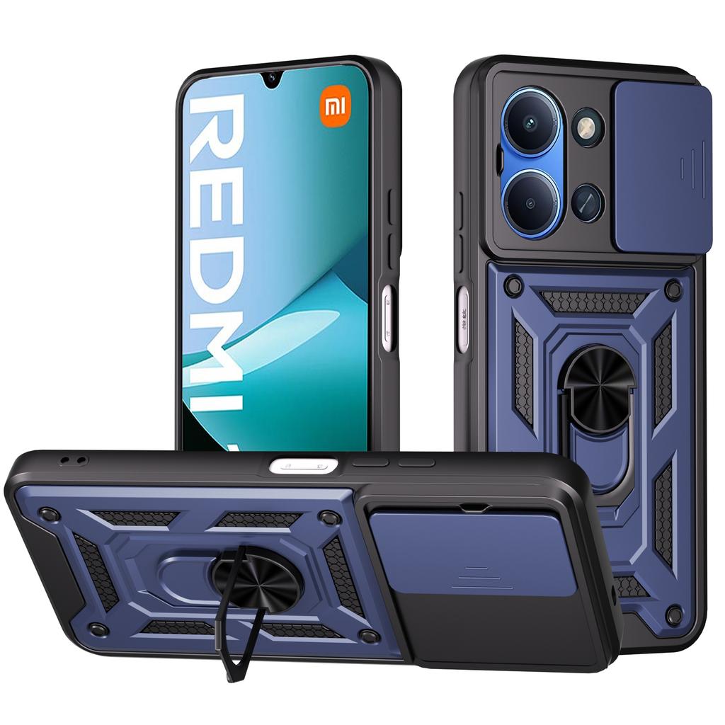 Custodia con protezione fotocamera scorrevole per Redmi 15C Global Custodia con anello di supporto Armor Copri telefono per Redmi 15C 4G Capa