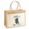 Beach Bag - PLANETEE - Jute with Pocket Physical I Can't - Cotton - Multicolored - 43x33 Cm