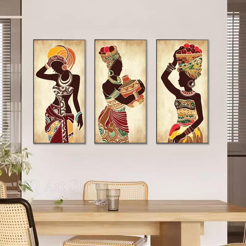 African Black Woman Canvas Painting Ethnic Art Poster for Living Room Decoration Home Wall Decor Decorative Paintings Picture