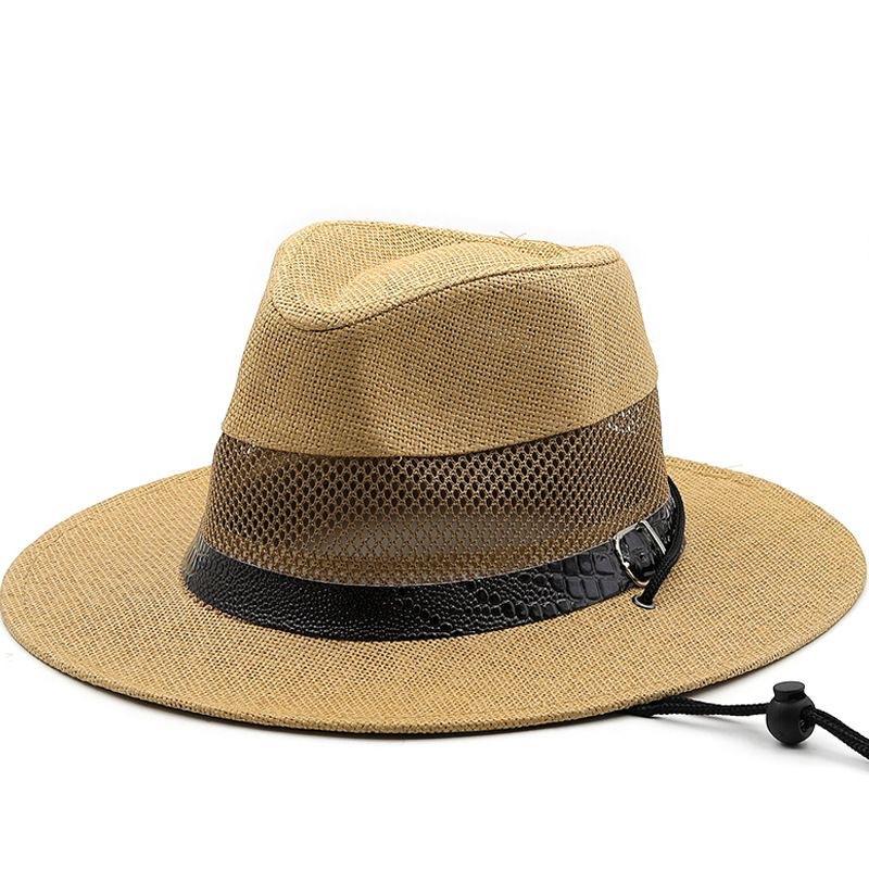 Hat Men's Dad Straw Hat Sun Hat Top Hat Summer Breathable Big Eaves Old Man Sun Hat Bowl Hat