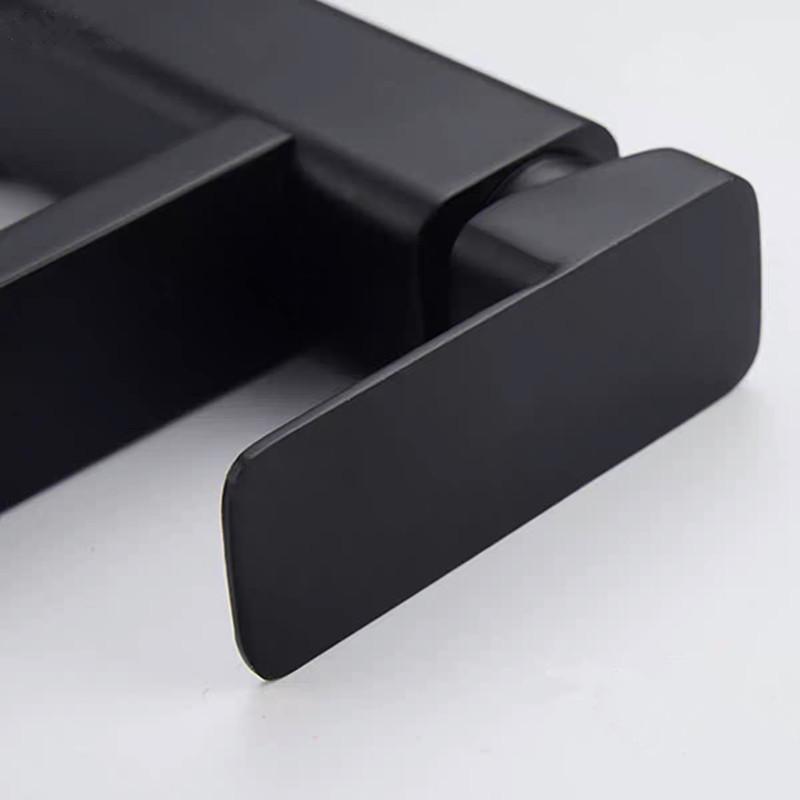 Bathroom Faucet Hot&Cold Mixer Tap Deck Mounted Bathroom Basin Faucets Black Square Washbasin Sink Bathtub Faucet