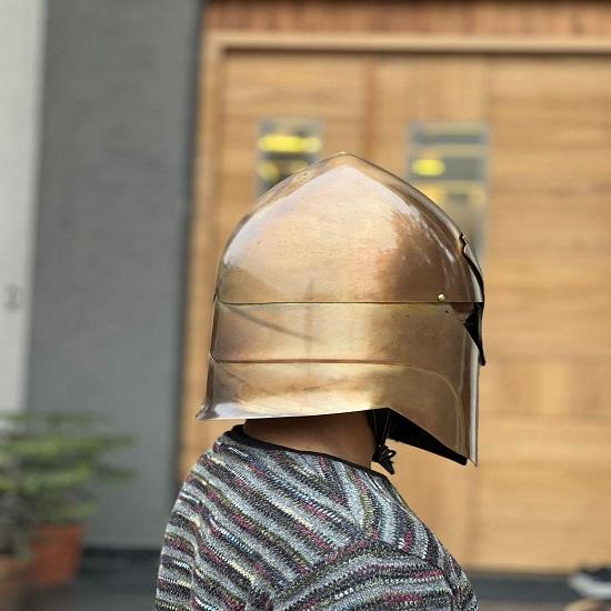 Handmade Brass Elven Warrior Helmet Fantasy LARP Medieval Cosplay