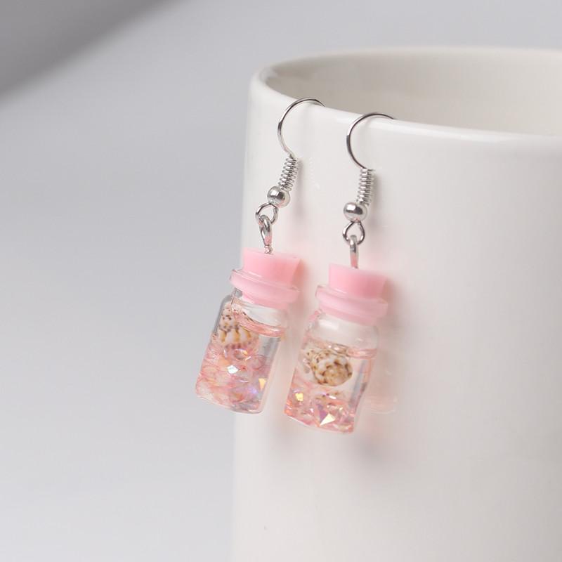 Cute Acrylic Pendants Hook Earrings Sequins Beer Bottle Women Dangle Earrings Korean Fashion Bear Small Earrings Pendientes