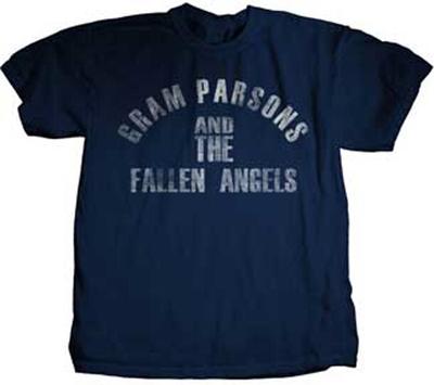 Gram Parsons-Fallen Angels Logo Large Navy Blue T-shirt