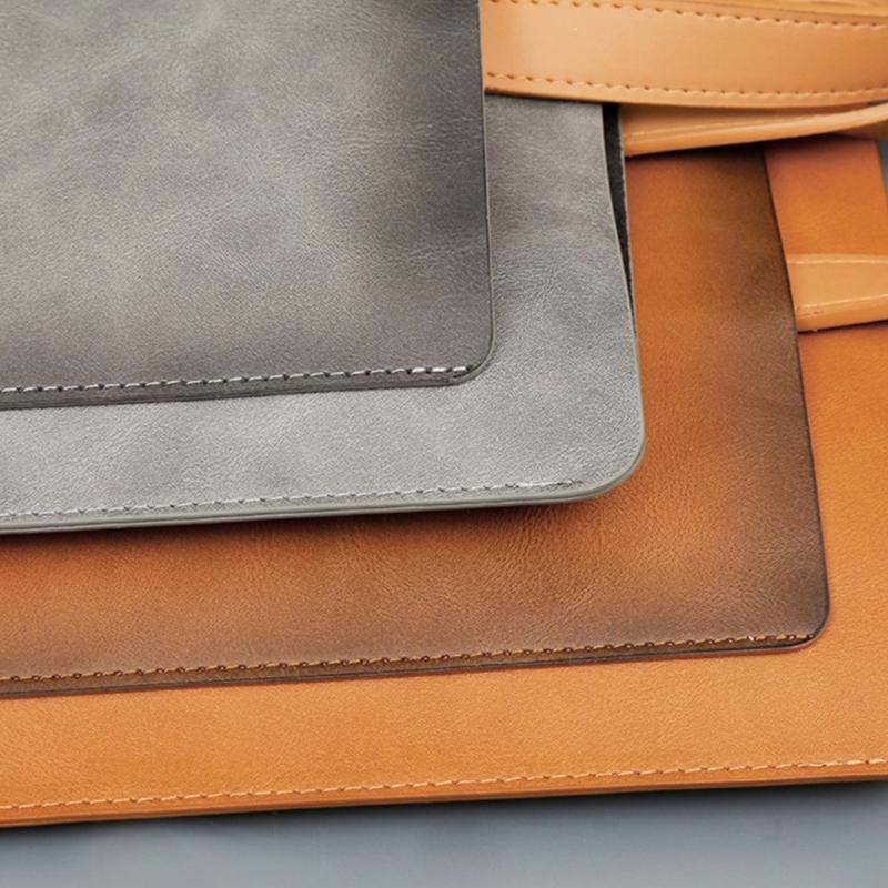 Handheld File Folder Leather Folder Document Storage Bag Leather Laptop Sleeve Leather Buckle Lock for Office Travel