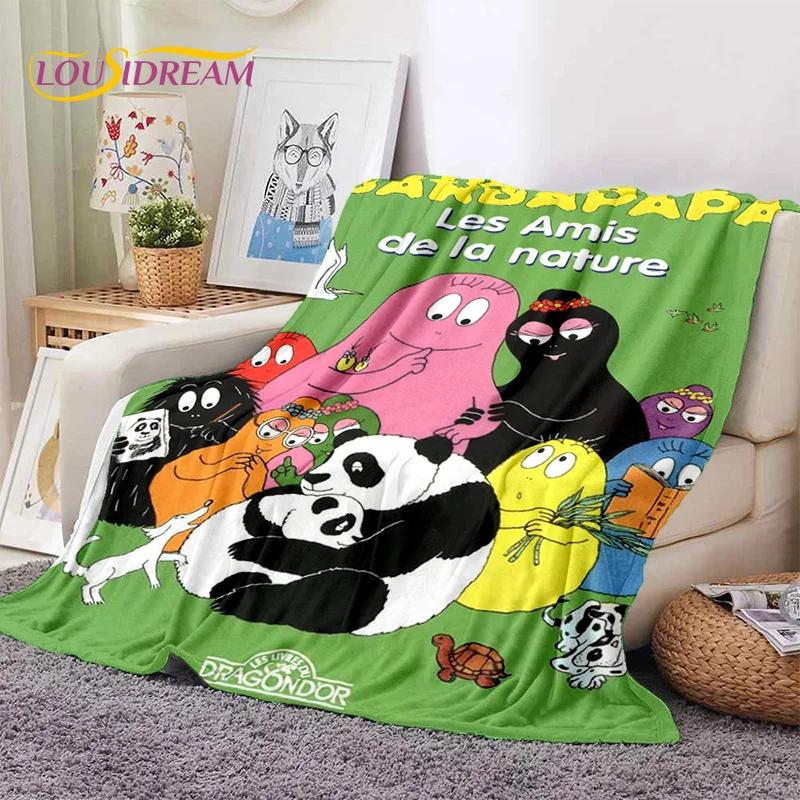 Koc Miękki z Rodziną Barbapapów 3D, Koc do Okrycia Utrzymujący Ciepło, Wygodny Koc na Piknik, Łóżka, Sofę, Dom, Sypialnię, Dzieci