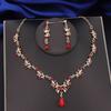 Quality copper Color Water Drop Bridal Jewelry Sets Princess Tiaras Necklace Earrings Wedding Crown Jewellry Set for Brides