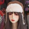 Thickened Winter Pilot Hat Solid Color Women Plush Hat Retro Ear Protective Hat  Student