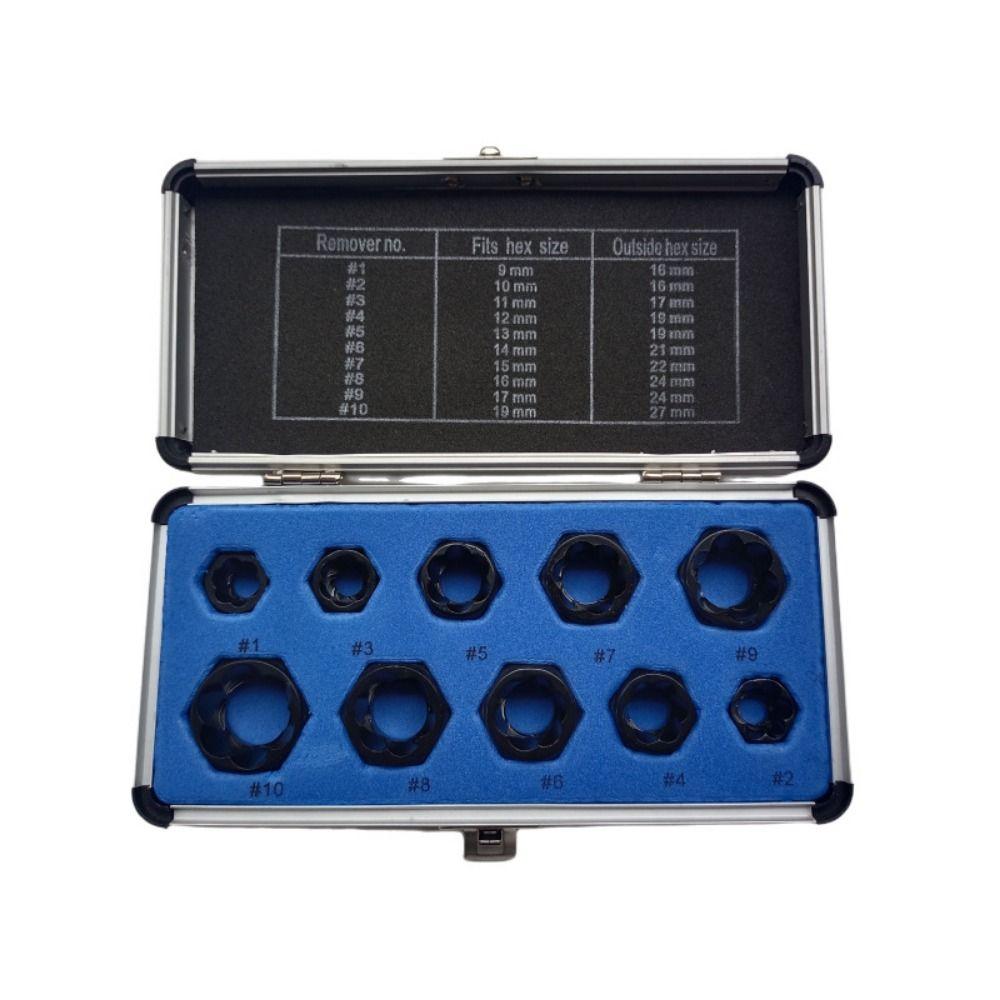 Hexagonal Design Bolt Extractor Set with Aluminum Box Nut Removal Socket  Damaged Bolts