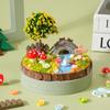 Multicolor Landscape DIY Material Kit Wood Base Cartoon Statue DIY Miniature Landscape Ornaments Resin Mini Size