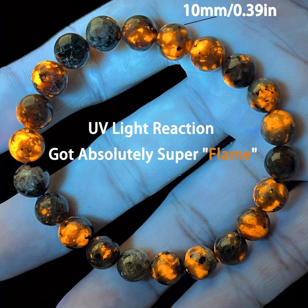 Healing Stone Energy Power Crystal Glow Flame UV Light Reaction Beaded Bracelet