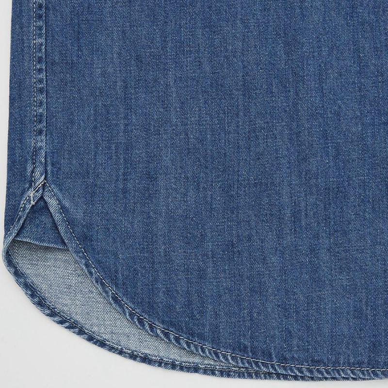 UNIQLO SS22 Loose Fit Denim Long Sleeve Shirt Unisex shirts Light-Blue 444639-64