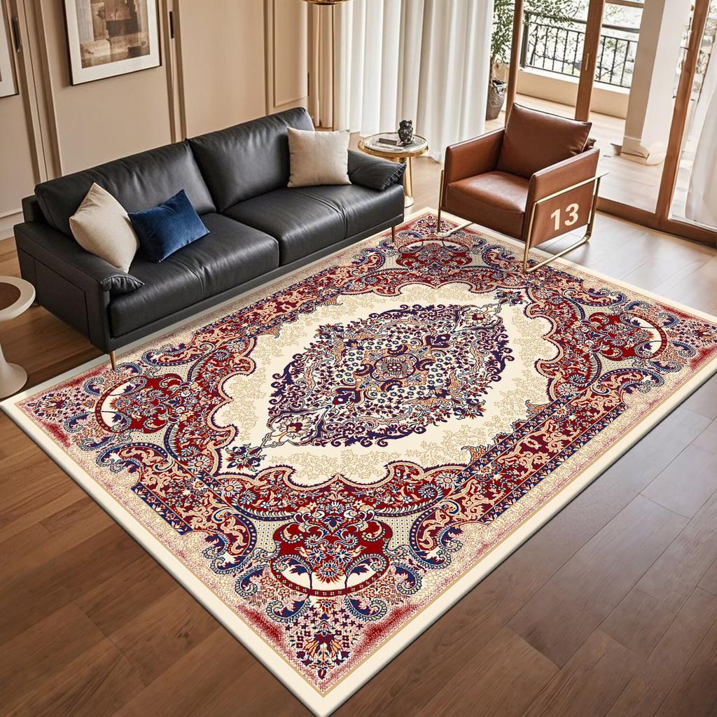 Retro Persian American Carpet Large Area Living Room Decoration Home Ethnic Style Bedroom Rug Cloakroom Lounge Soft Mat Washable