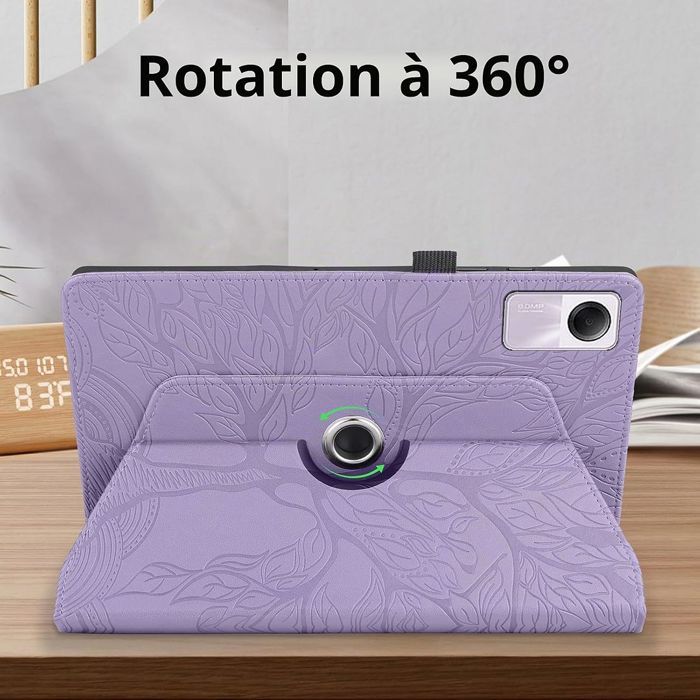 Case for Xiaomi Redmi Pad SE 11 Inches, Purple Tree Embossed Synthetic Leather Protection