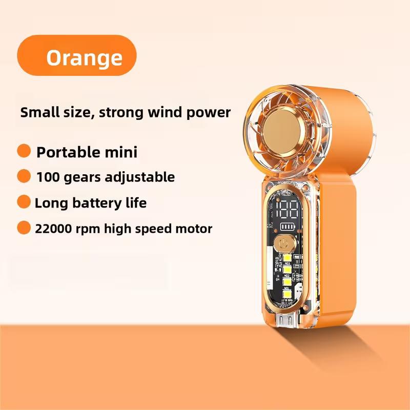 

2026 New High-speed Mini Handheld Small Fan, 100 Speed Small Air Cannon USB Charging Endurance Turbo Portable Outdoor Fan оранжевый