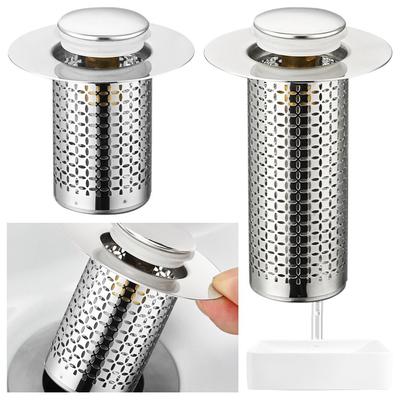 Anti-clog Floor Drain Filter Mesh Stainless Steel Hair Trap Pop Up Drain Filter Multifunctional Sealing Cover Bathroom Accessory