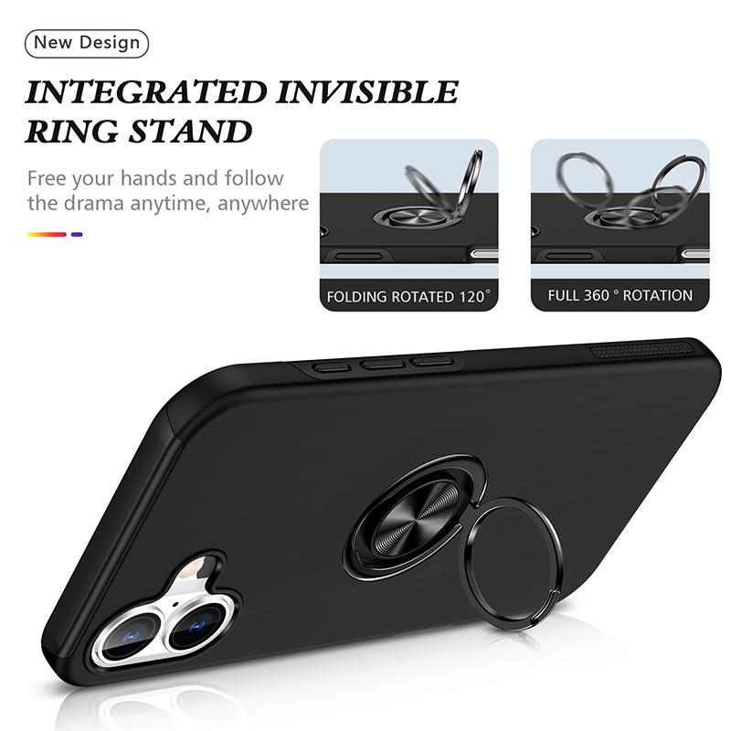 Magnetischer Ringhalter Handyhülle für iPhone 17 Air 16E 16 15 14 13 Mini Pro Max Plus mit Ständer Kunststoff Hart Stoßfeste Hülle