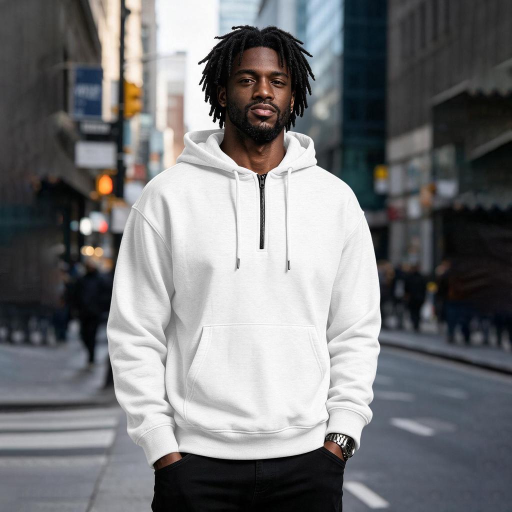 Casual Heren Hoodie met Kwart-Ritssluiting met