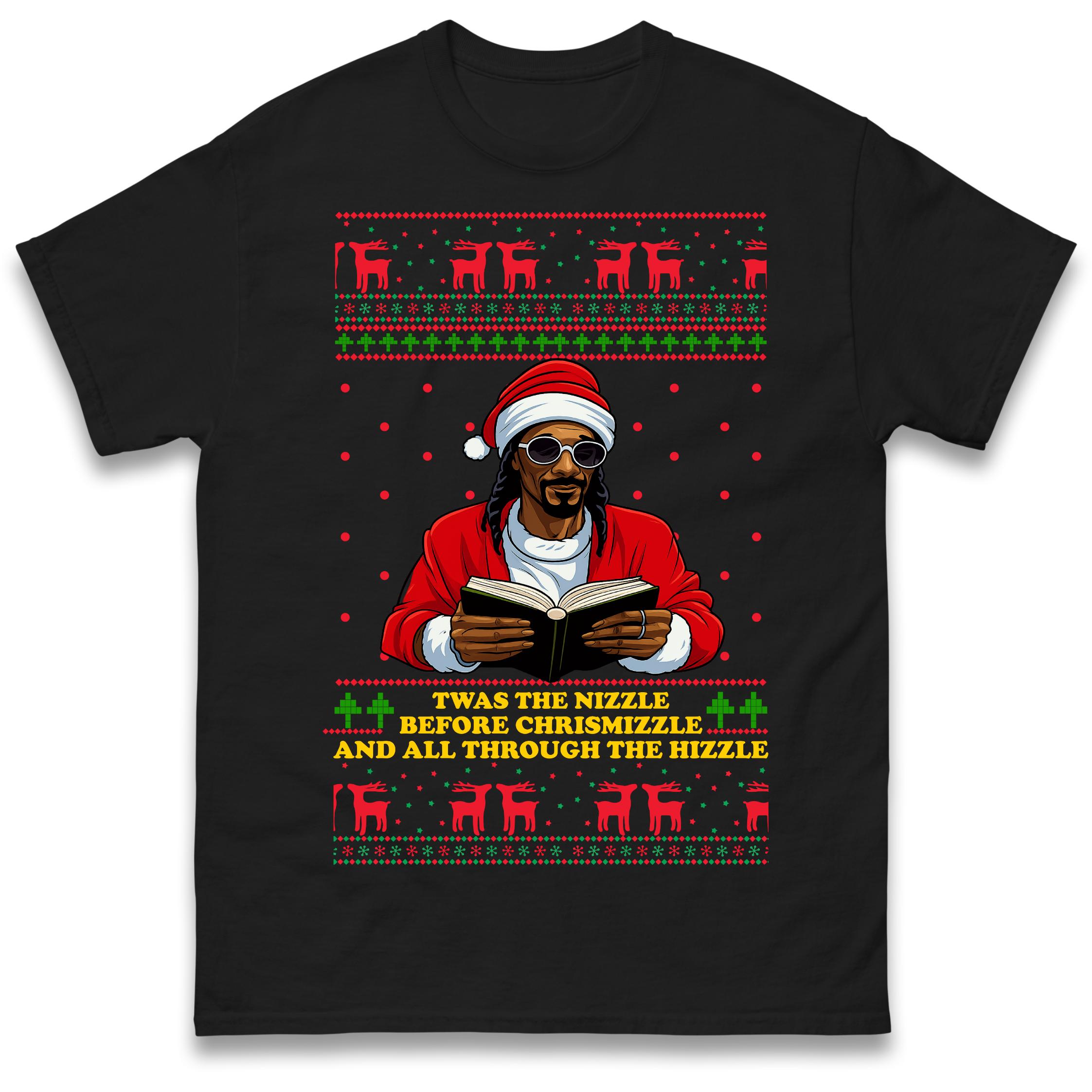 Snoop Dogg Twas The Nizzle Christmas T Shirt Tshirt Mens Womens Unisex Tops Tees 4XL