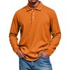 Men's Casual Style Solid Color Loose  Shirt Long-sleeved Top