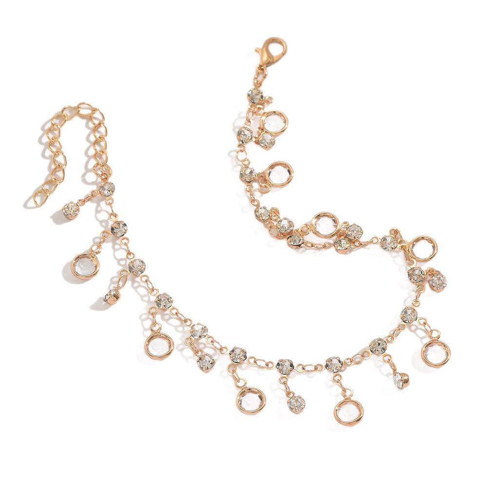 European and American fashion sexy fringed rhinestone anklet, trendy personality simple beach vacation foot accessories, female