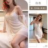 Sexy Lace Suspender with Chest Pad French Deep V Mesh Sweet Loungewear Set