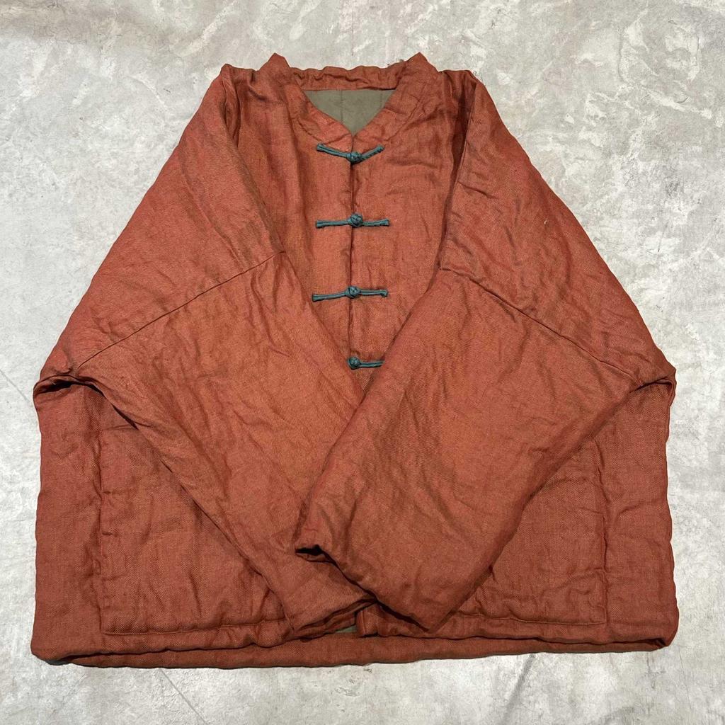 Johnature Women Vintage Winter Button Stand Long Sleeve Coats Patchwork Pockets Female Coats