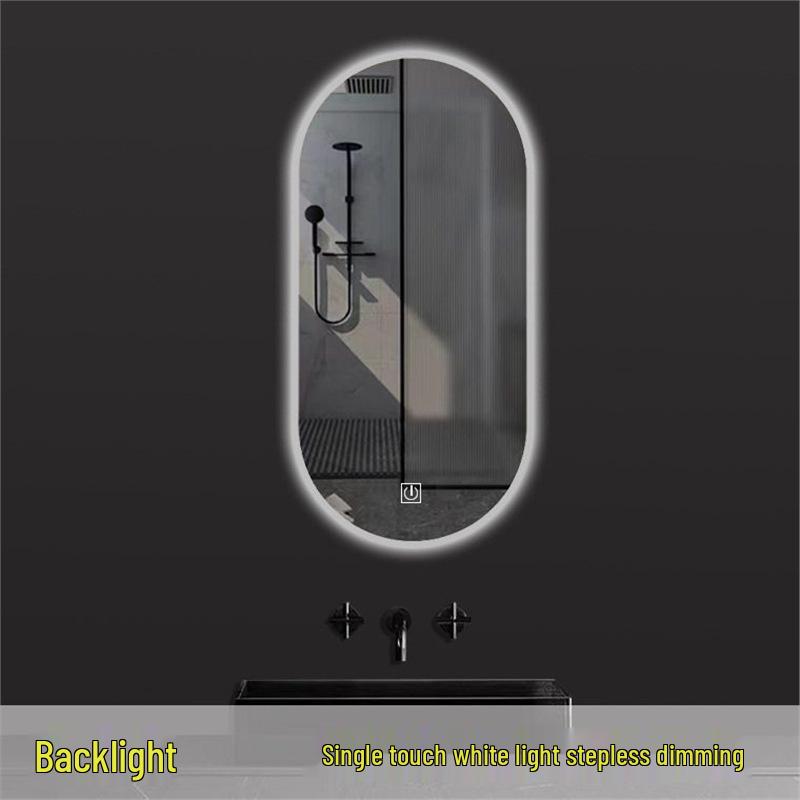 Oval LED Smart Vanity Mirror, Anti-Fog, Wall-Mounted for Bathroom Use.
