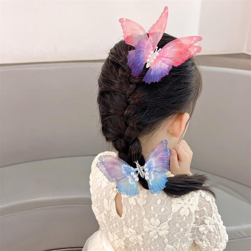 Colorful Beautiful Moving Wings Pearl Big Butterfly Hair Clip for Girls Sweet Hair Decorate Hairpin