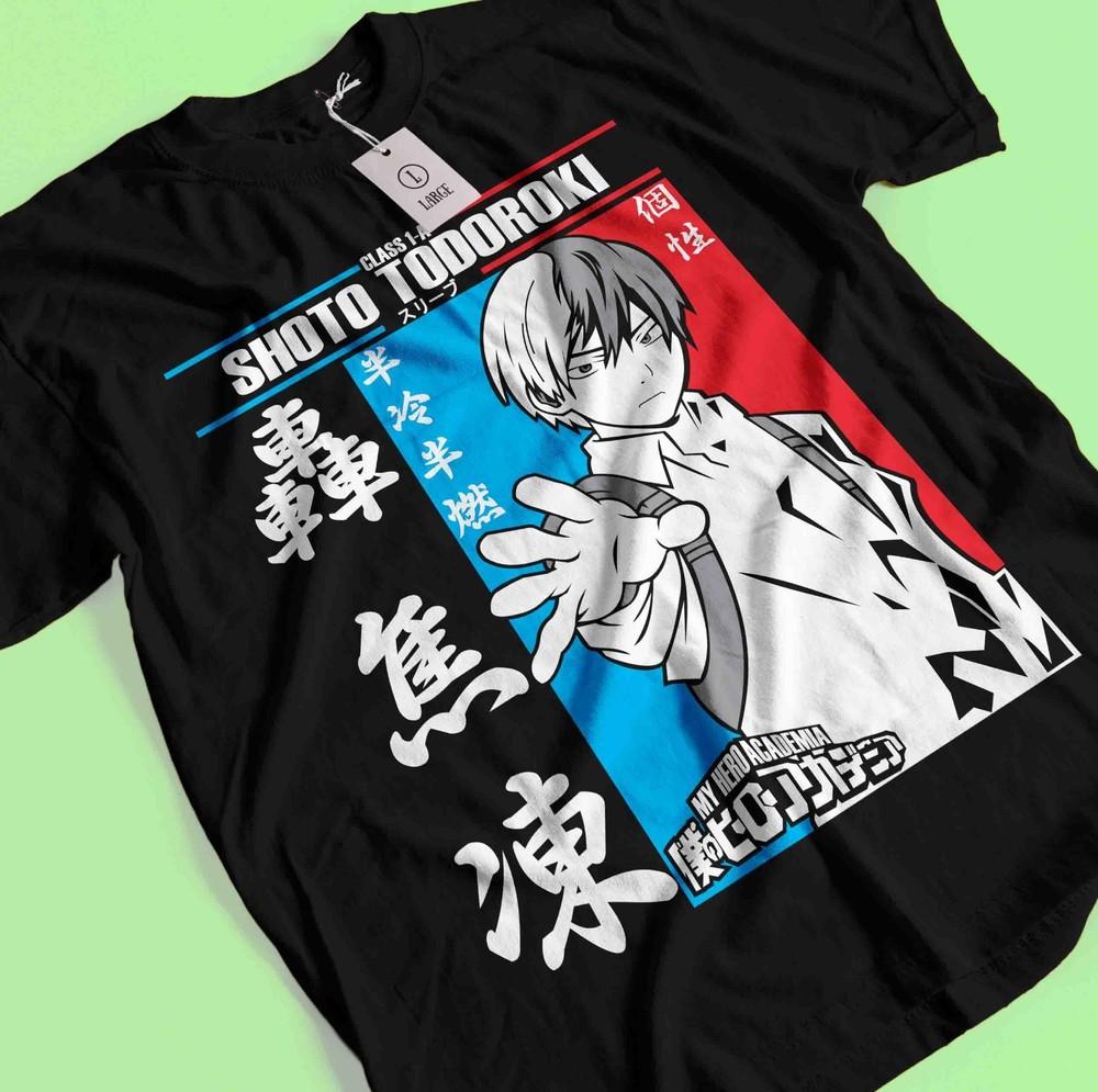 

Shoto Todoroki T-Shirt My Hero Academia Bakugo Katsuki Tee Anime Dabi Deku Shirt S