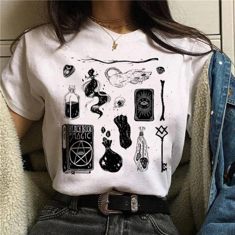 T-shirts Sweet Women Fashion Salem Print Aesthetic Clothes Graphic Unisex Tshirt Top Cartoon Lady Casual FeUnisex Tee Clothing Women