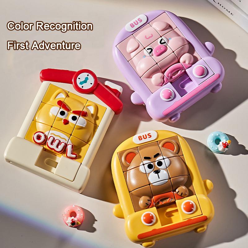 3D Animal Sliding Block Puzzle, Educational Montessori Maze Toy For Logic Training With Cute Pet Figures